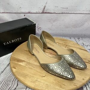 Talbots Edison Perfed Flats Gold Leather D'Orsay Laser Cut Shoes Womens 9